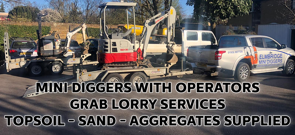 MINI DIGGERS WITH OPERATORS, GRAB LORRY SERVICES, TOPSOIL - SAND - AGGREGATES SUPPLIED